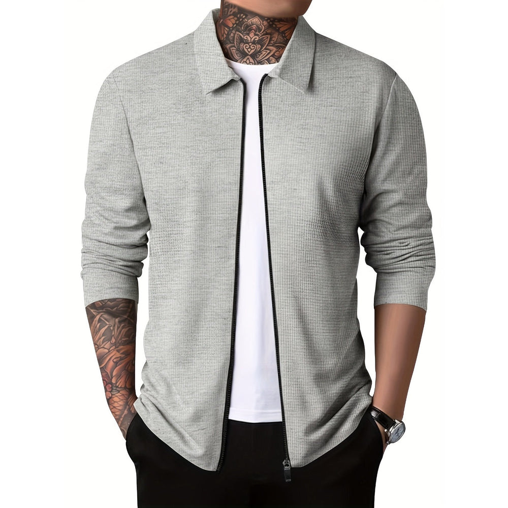 Veste zippée homme unie – poche poitrine et col à revers