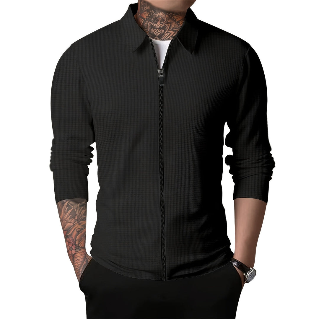 Veste zippée homme unie – poche poitrine et col à revers