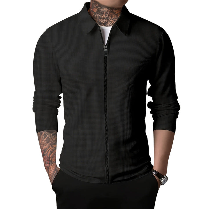 Veste zippée homme unie – poche poitrine et col à revers