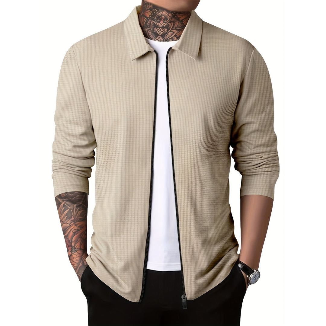 Veste zippée homme unie – poche poitrine et col à revers