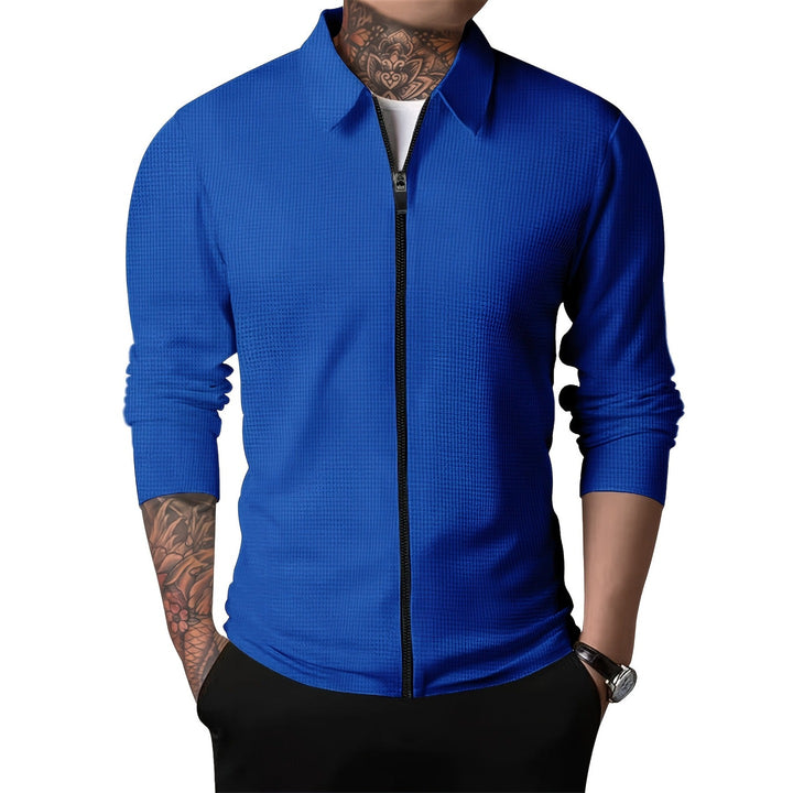 Veste zippée homme unie – poche poitrine et col à revers