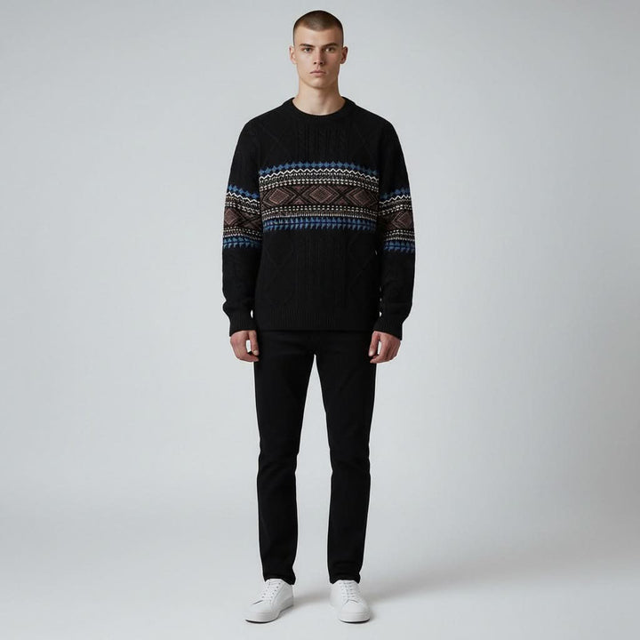 Pull homme Arvid en grosse maille – motif jacquard nordique
