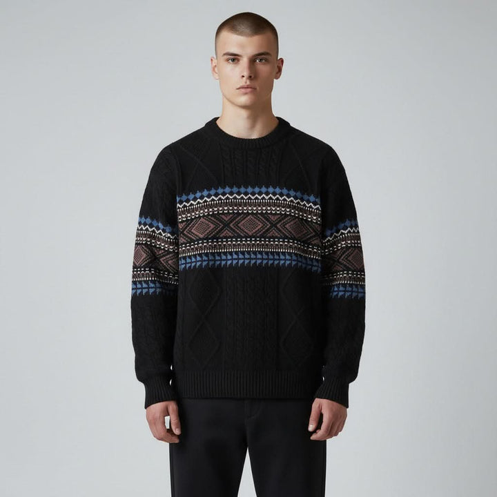 Pull homme Arvid en grosse maille – motif jacquard nordique