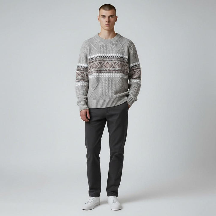 Pull homme Arvid en grosse maille – motif jacquard nordique
