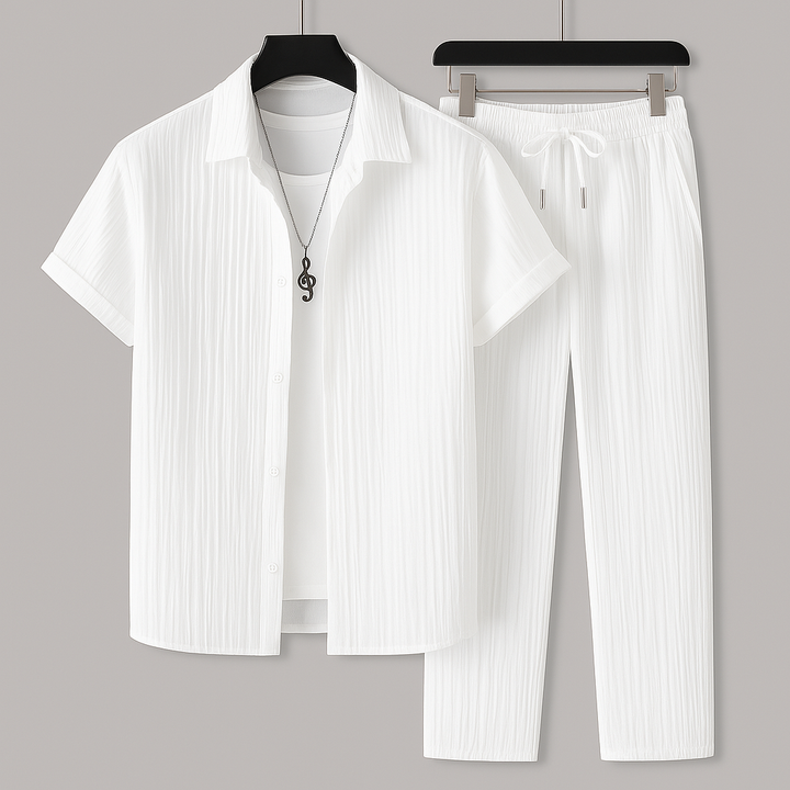 Ensemble détente homme en jersey côtelé – chemise et pantalon